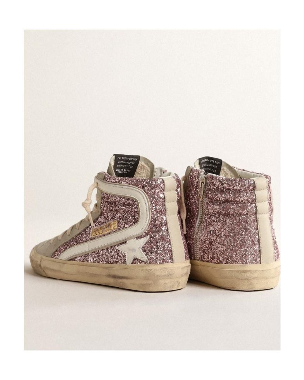 Golden Goose Deluxe Brand Natural Slide Glittered High-Top Sneakers