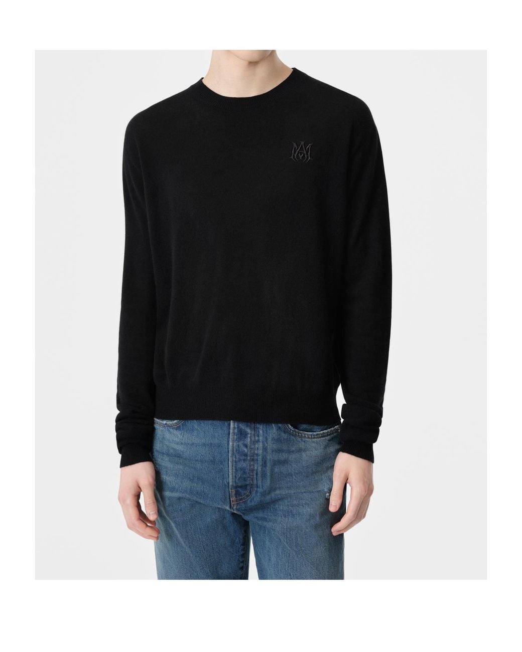 Amiri Black Logo Embroidered Crewneck Jumper for men