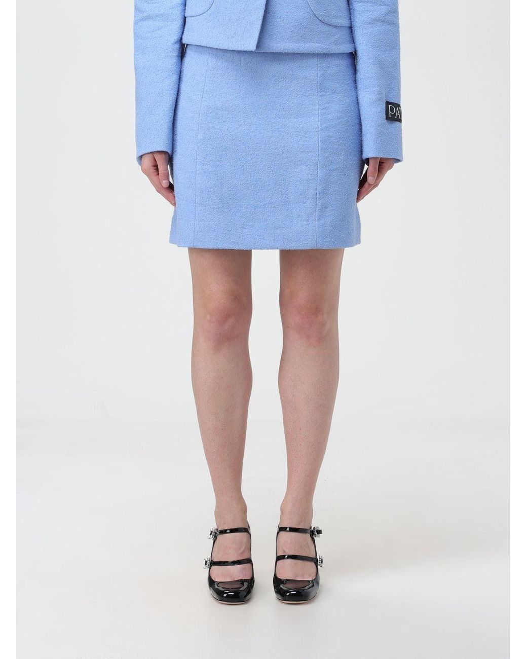 Patou Blue High-Waisted Zipped Mini Skirt