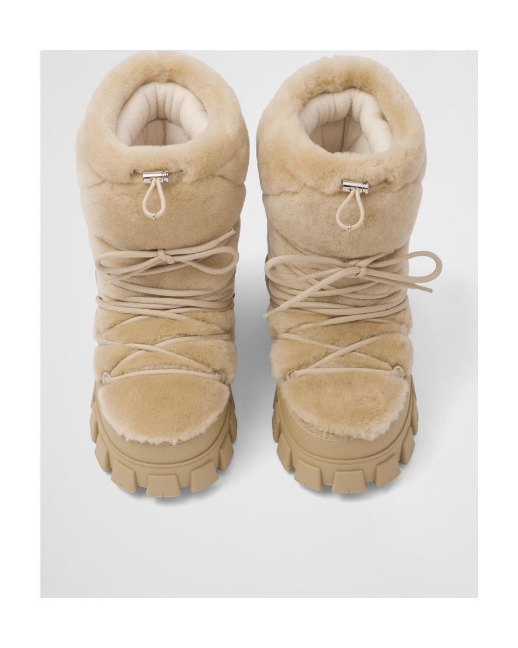Prada Natural Logo Plaque Chunky Ankle Boots