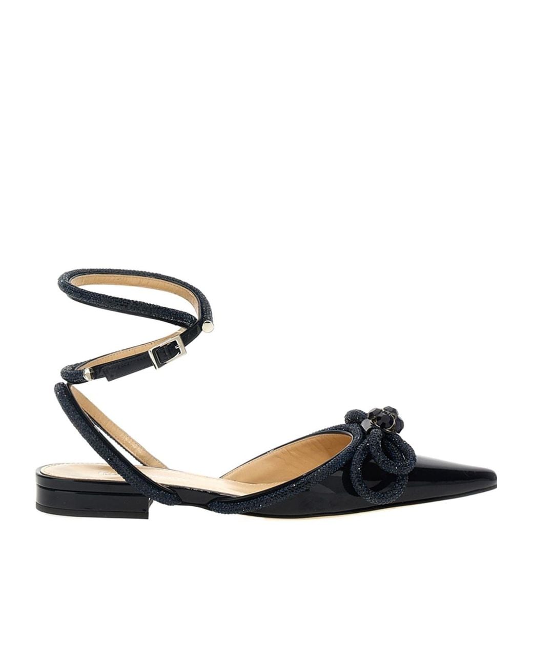 Mach & Mach White Mach Mach Double Bow Pointed Toe Ballerina Shoes
