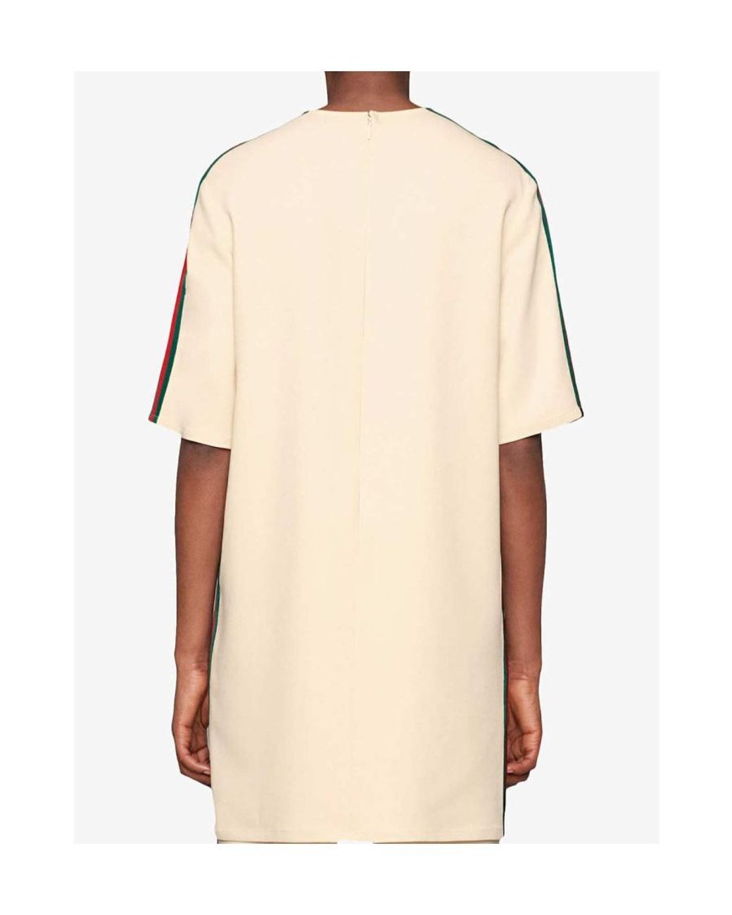 Gucci Natural Striped Round Neck Dress
