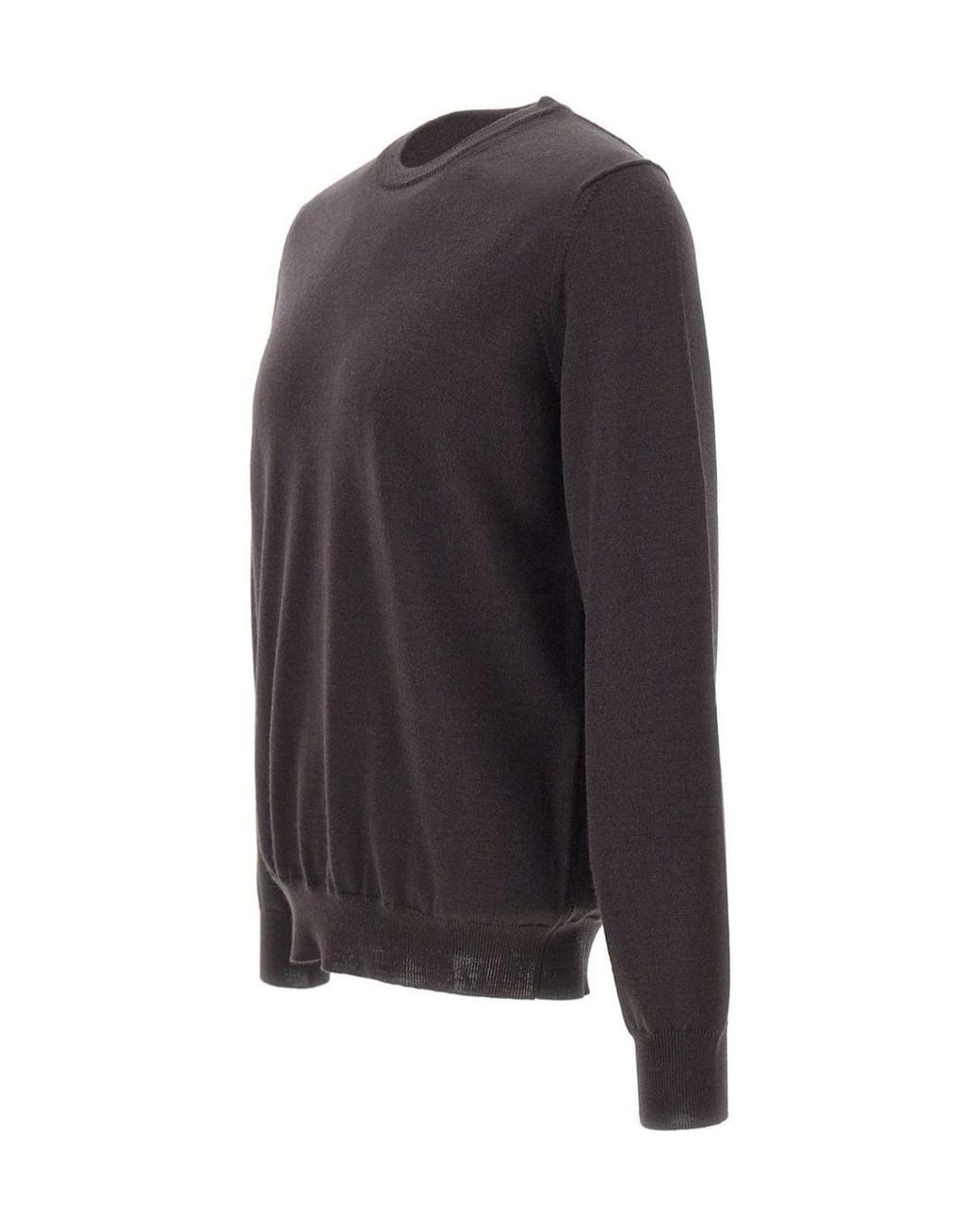 Kangra Cashmere Gray Kangra Crew-Neck Ribbed-Trim Sweater for men