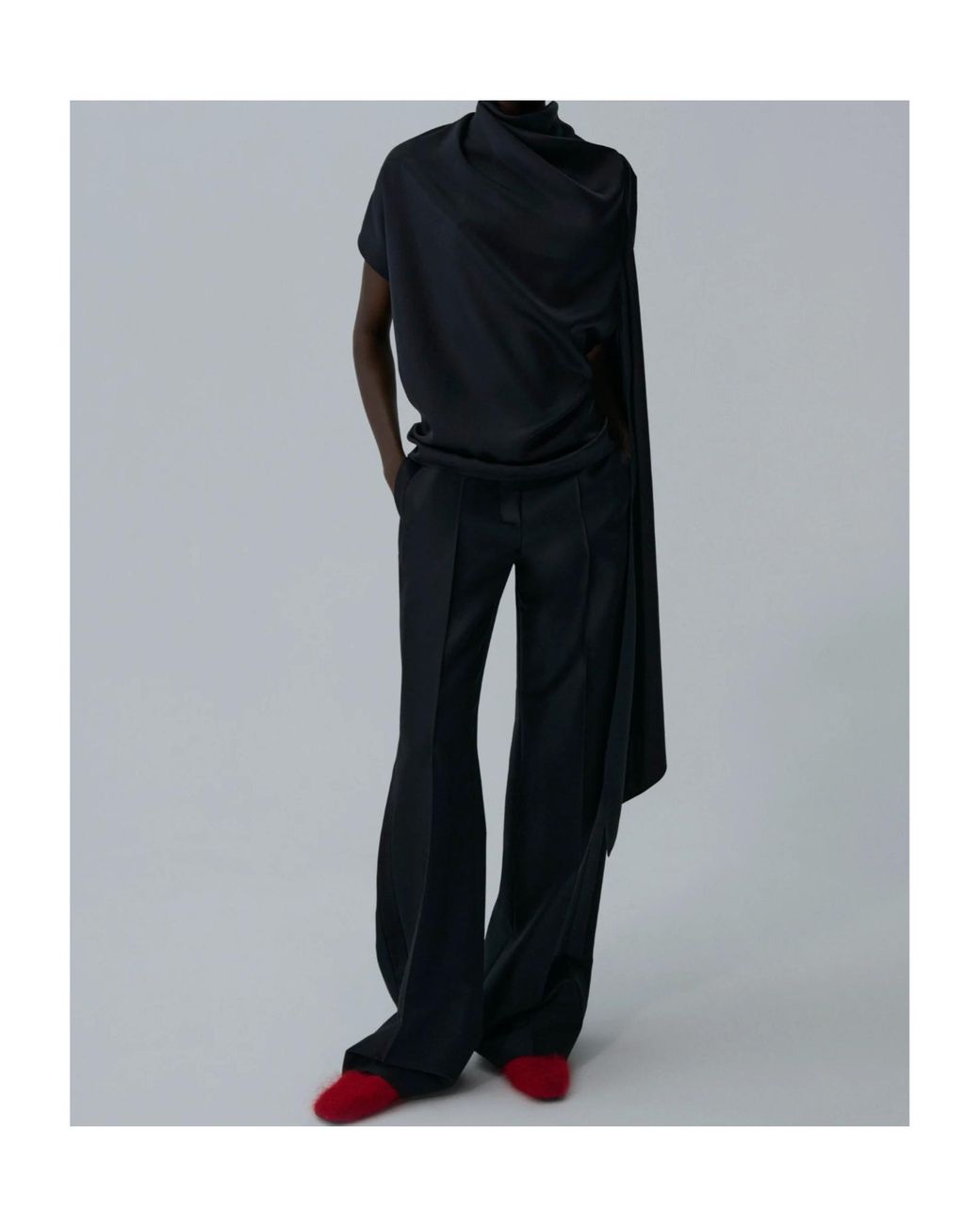 Magda Butrym Black Asymmetric Drape Top