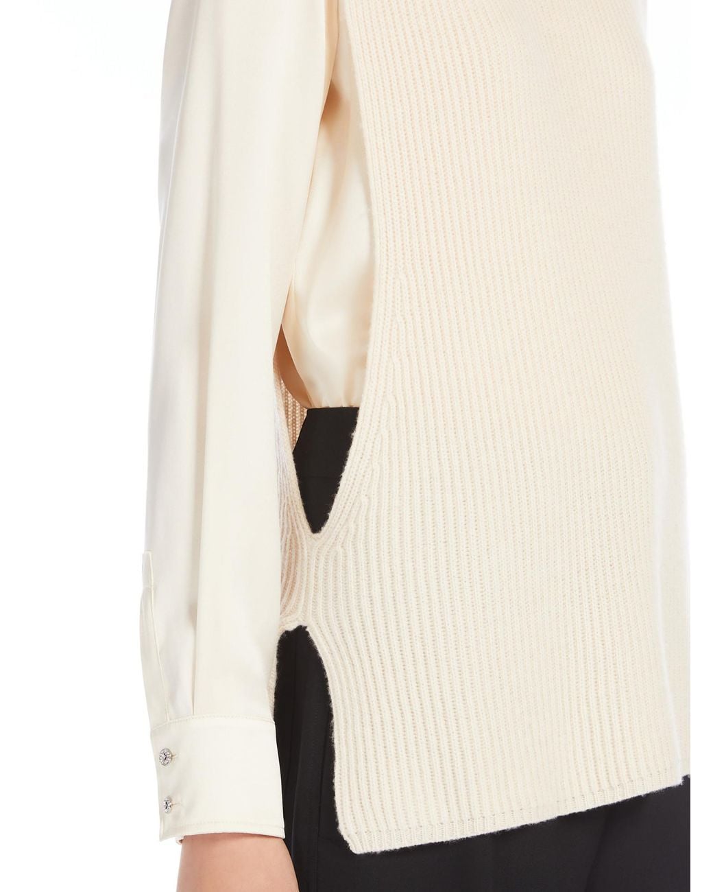 Max Mara White Cashmere Blended Yarn Vest