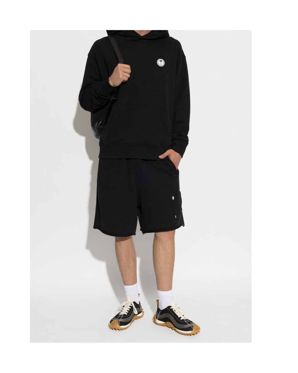 Palm Angels Black Drawstring Shorts for men