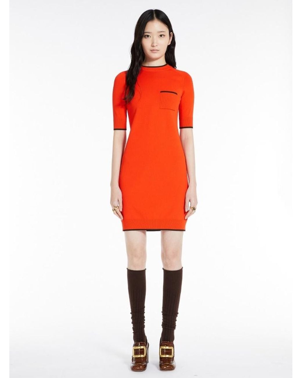 Sportmax Orange Stretch Knitted Dress