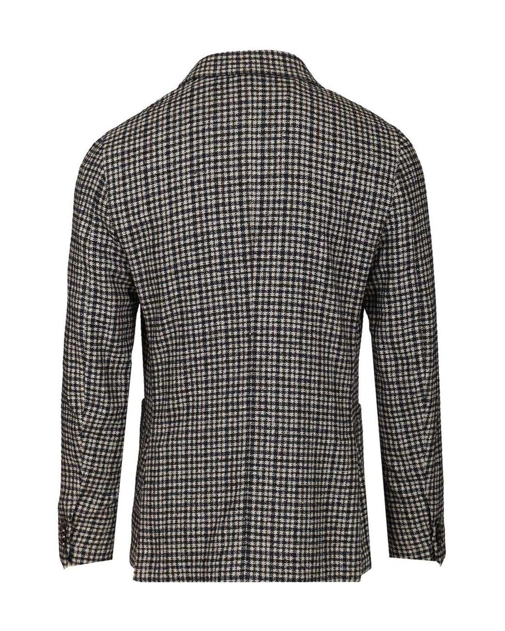 Zegna Gray Checked V-Neck Jacket for men