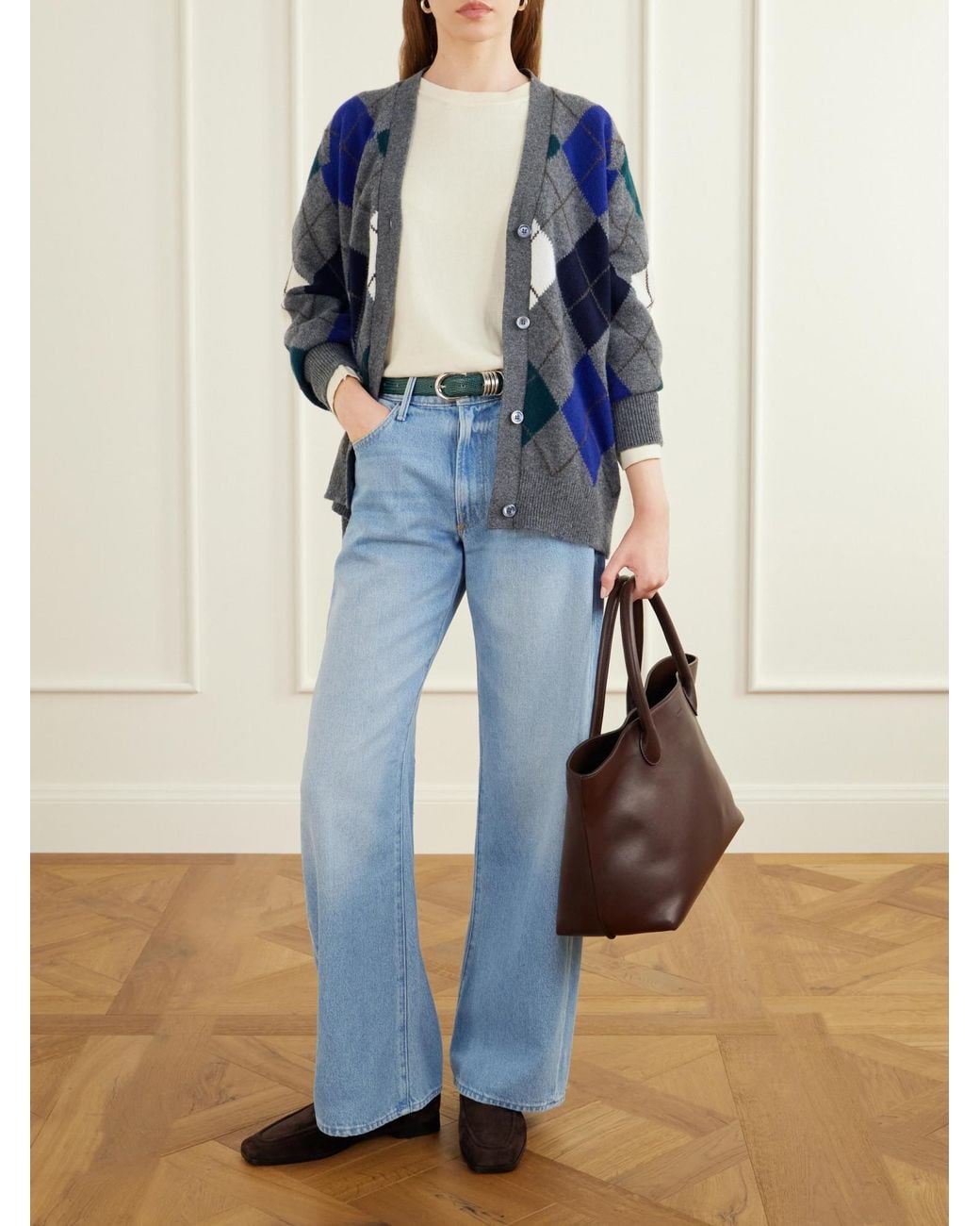 &Daughter Blue Checked Wool-Knitted Cardigan