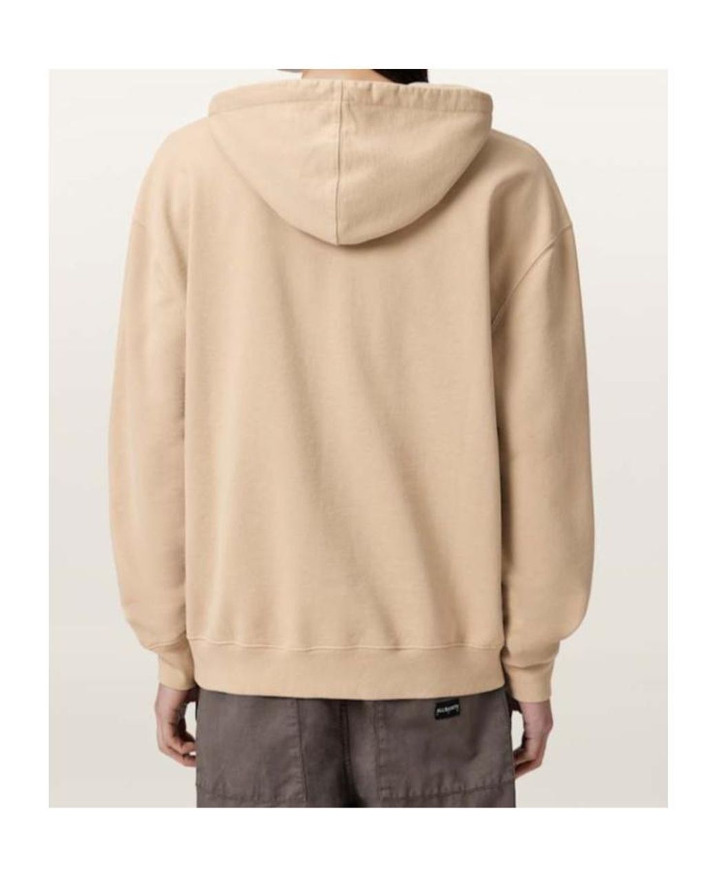 AllSaints Natural Xander Long Sleeve Cotton Hoodie for men