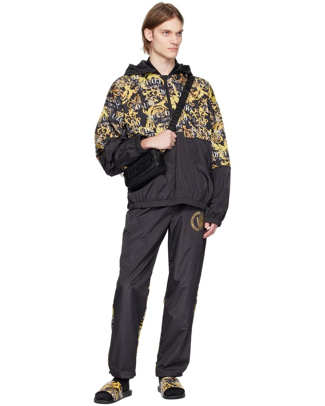 Versace Jeans Black Logo-Print Hoodie for men