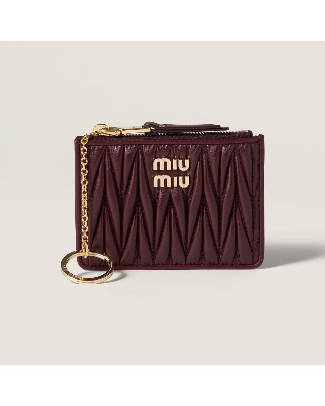 Miu Miu Purple Matelassé Zip Card Wallet