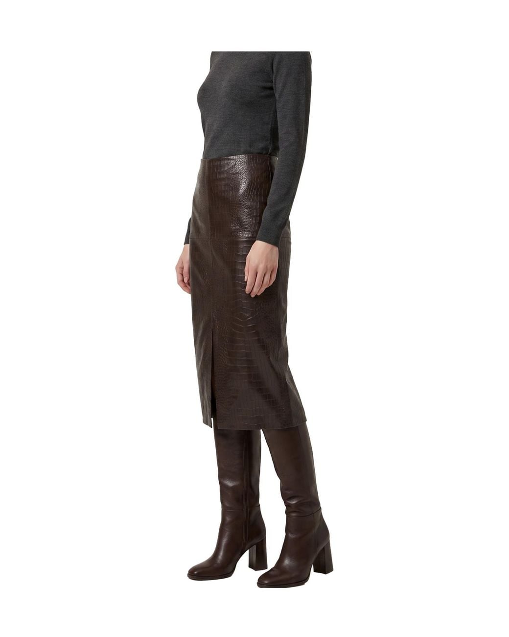 FEDERICA TOSI Black Front-Slit Midi Skirt