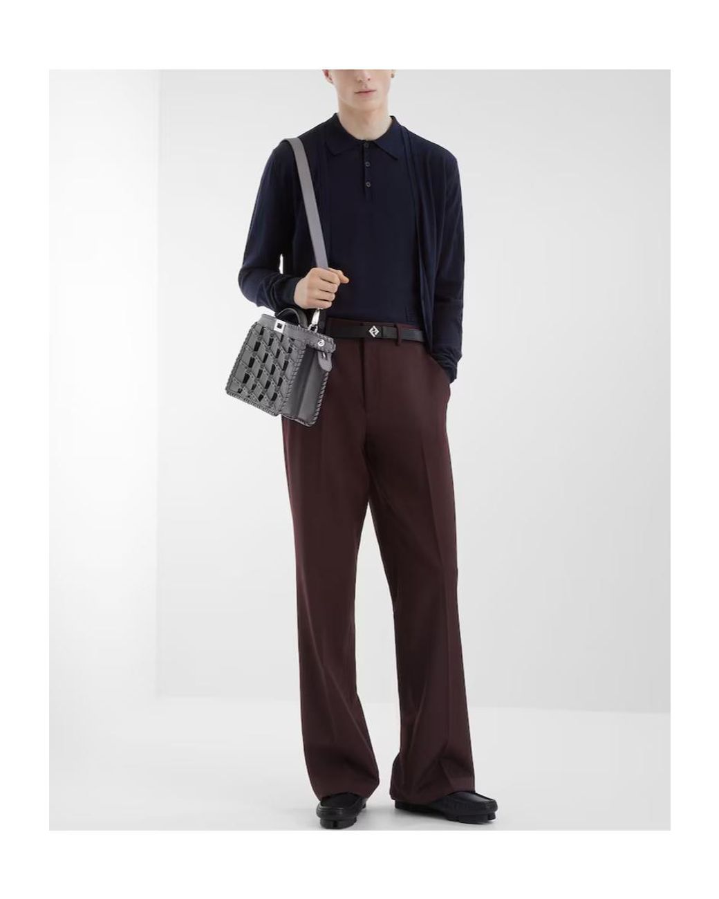 Fendi Blue Ff Embossed V-Neck Buttoned Cardigan for men