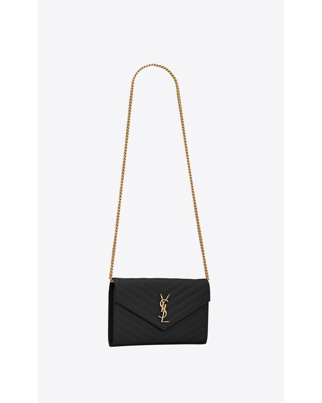 Saint Laurent White Monogram Chain Wallet