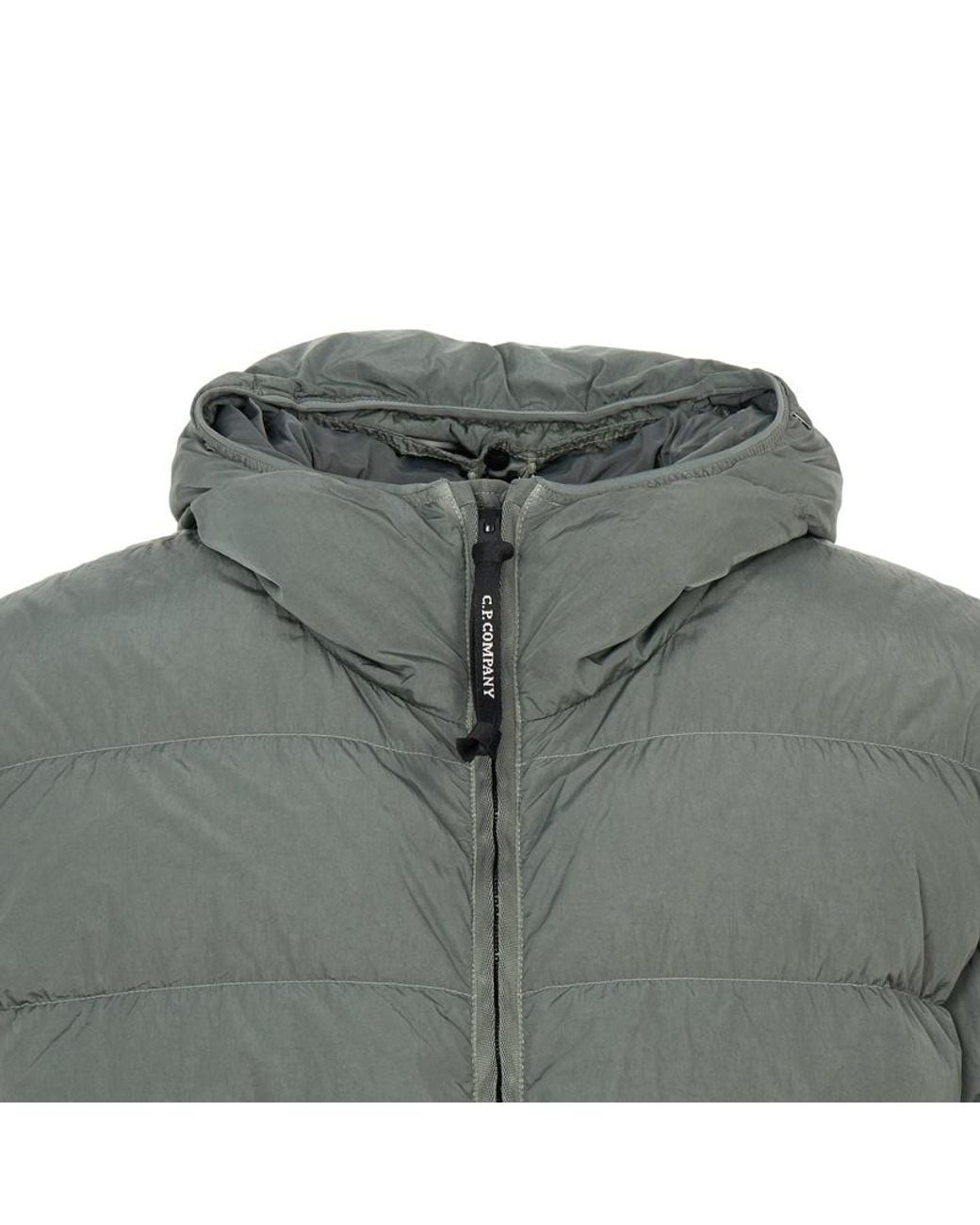 C P Company Gray Quilted Hooded Jacket for men