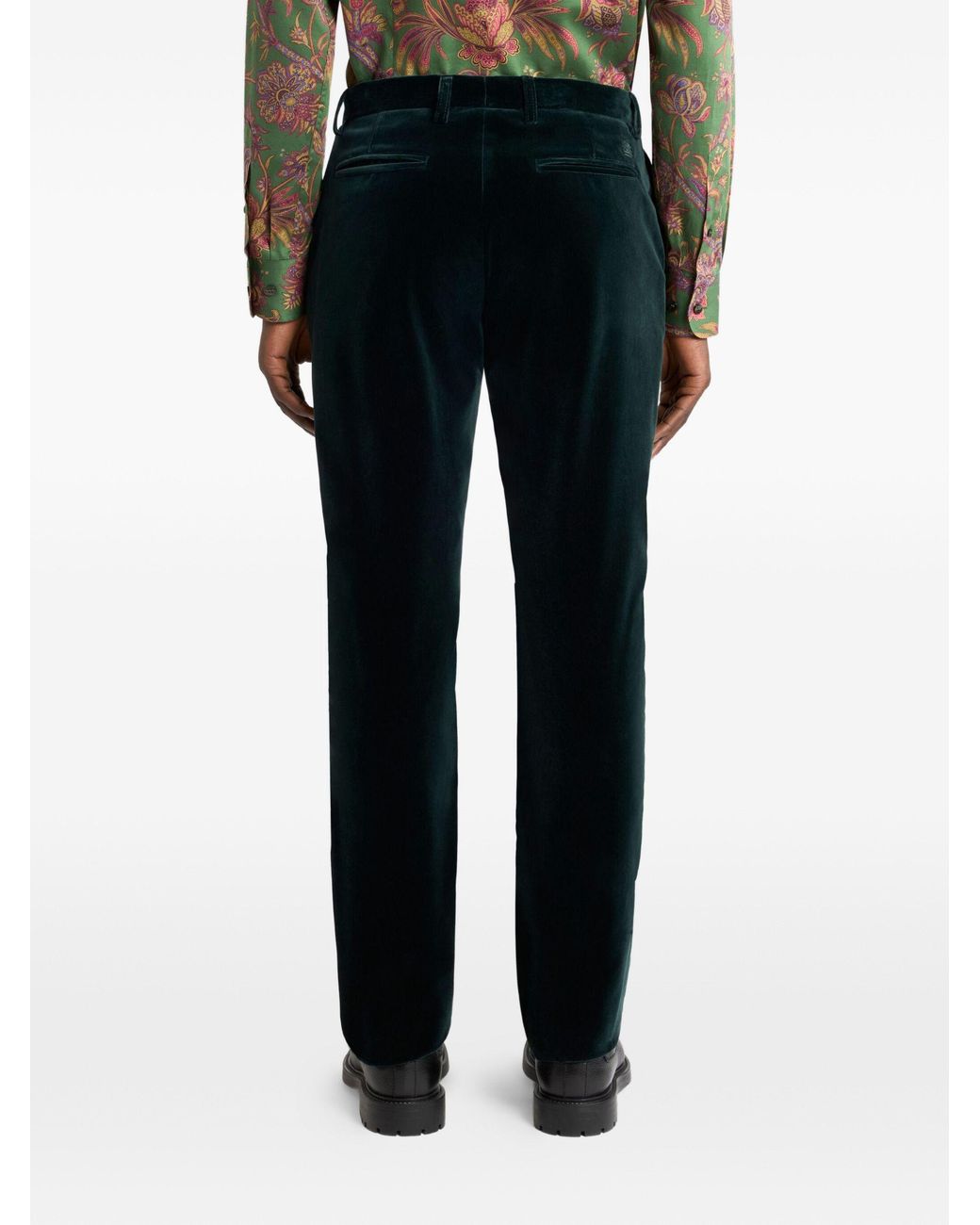 Etro Blue Stretch Velvet Trousers for men