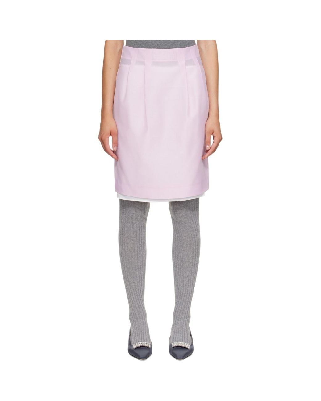 ShuShu/Tong Pink Straight-Cut Midi Skirt