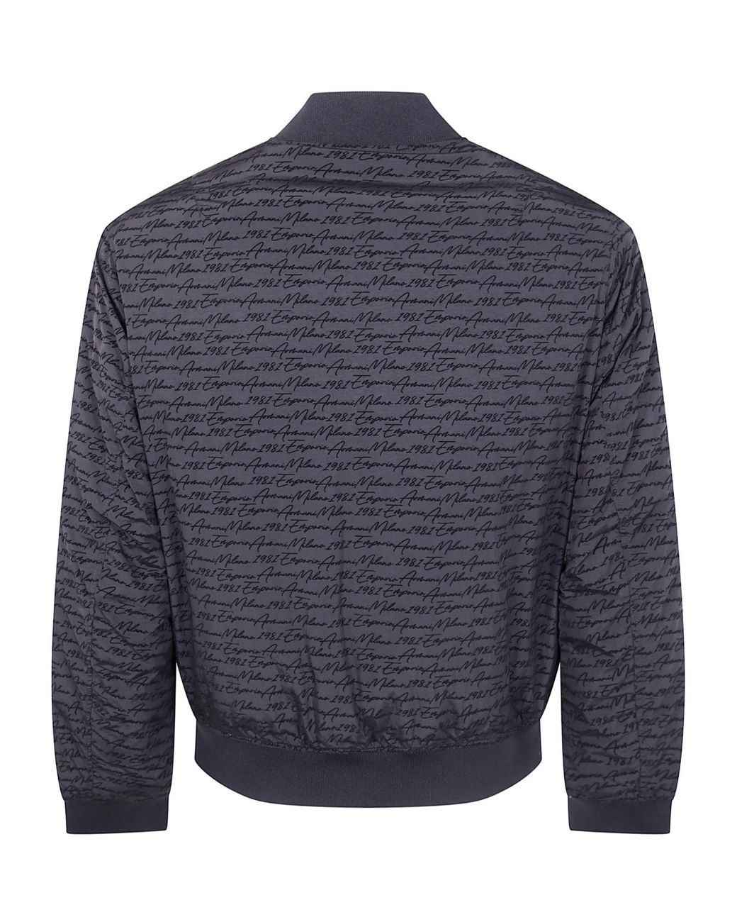 Emporio Armani Blue Logo Printed Zipped Bomber Jacket for men