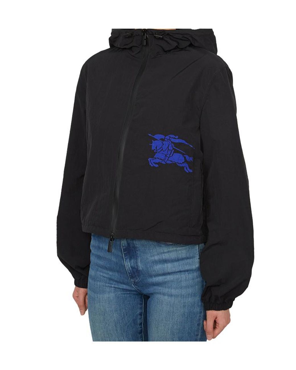 Burberry Black Ekd Motif Zipped Hooded Jacket