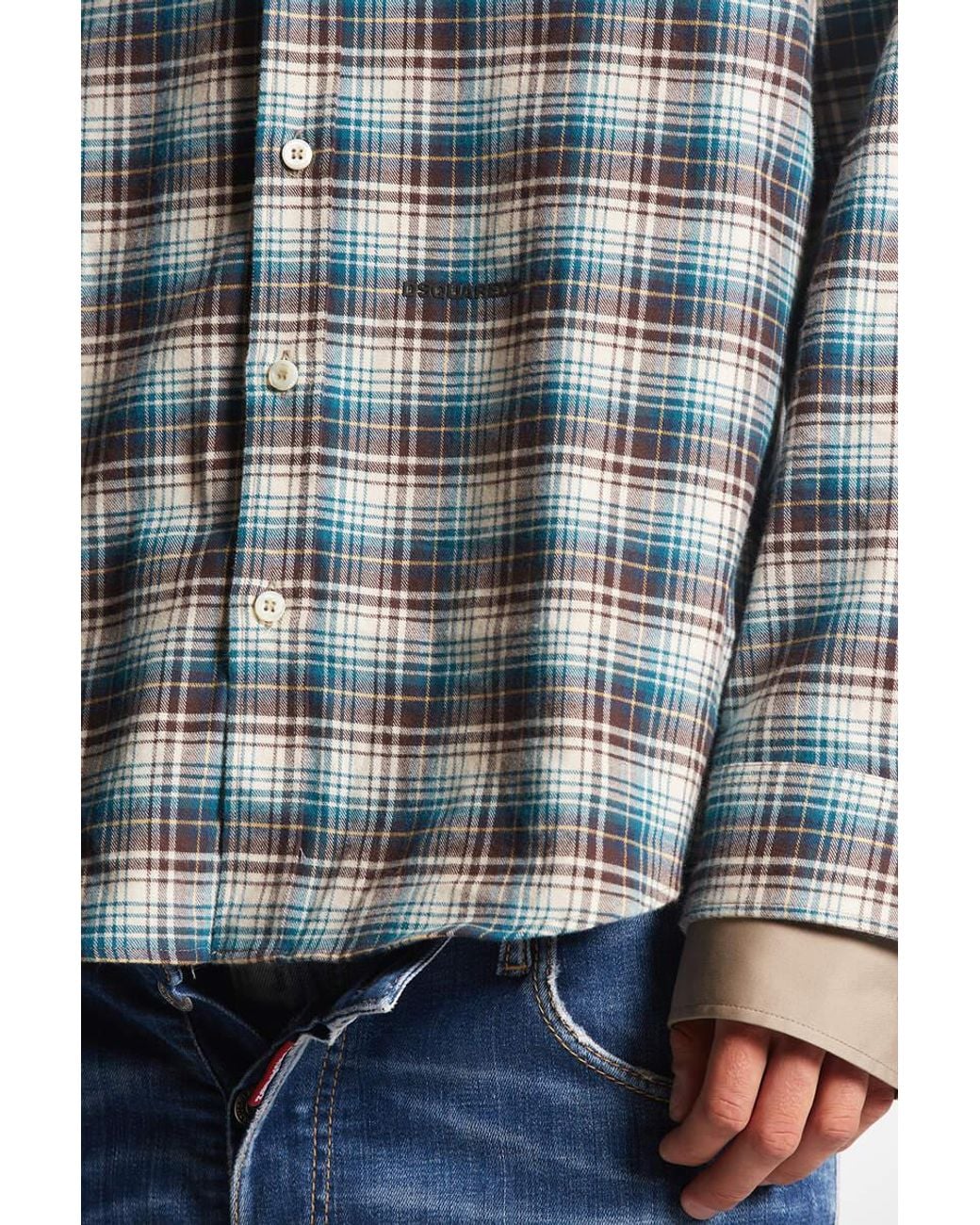 DSquared² Gray Checked Long-Sleeved Shirt for men