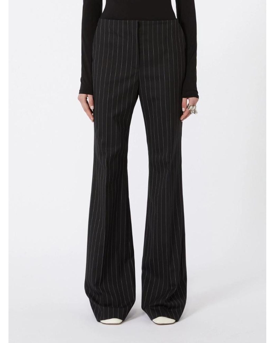 Sportmax Black Visino Pinstriped Flared Pants