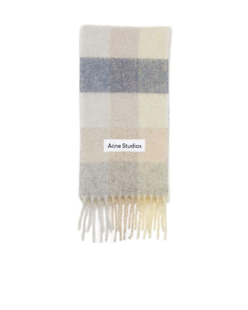 Acne White Logo Patch Checked Scarf for men