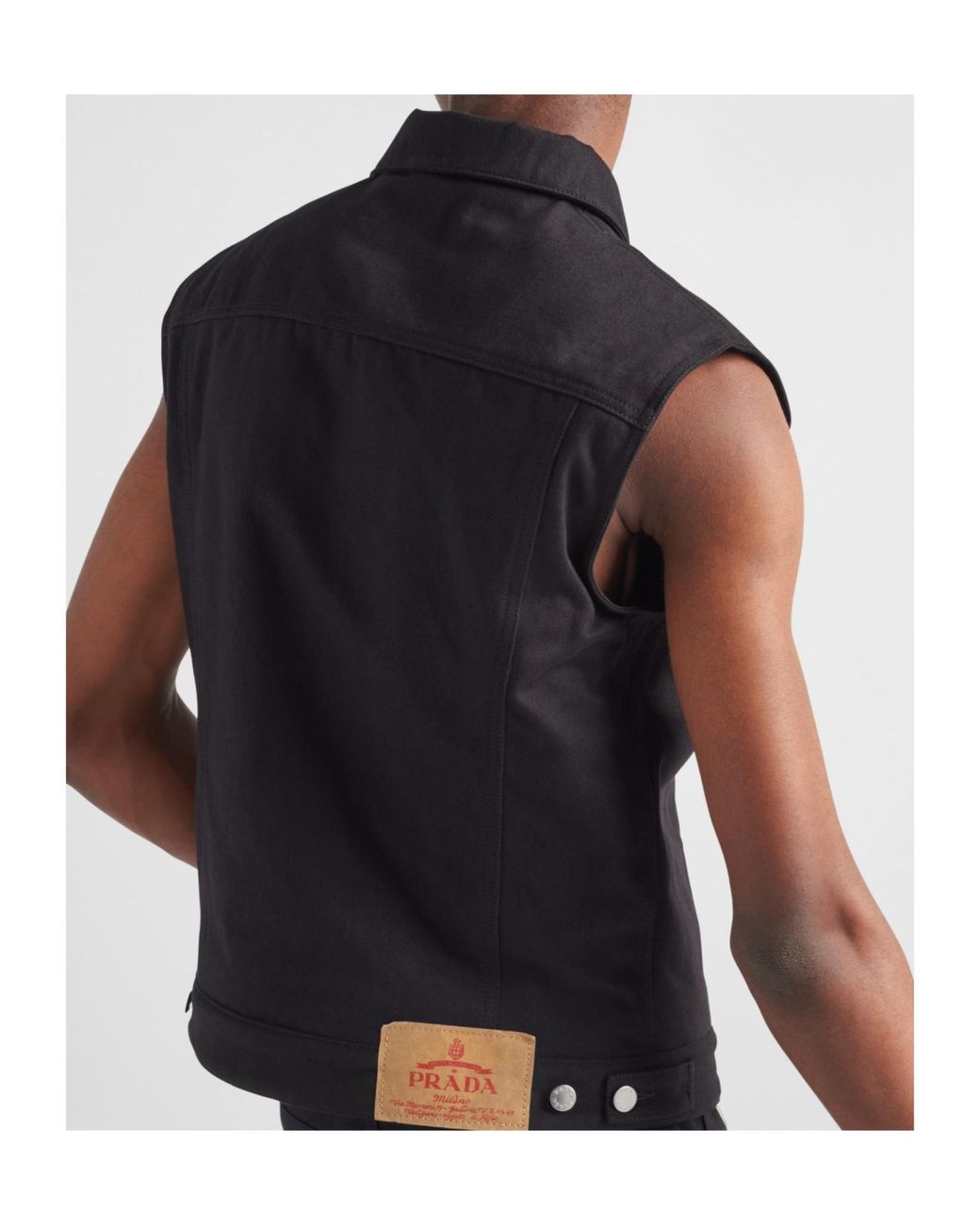 Prada Black Sleeveless Denim Jacket for men