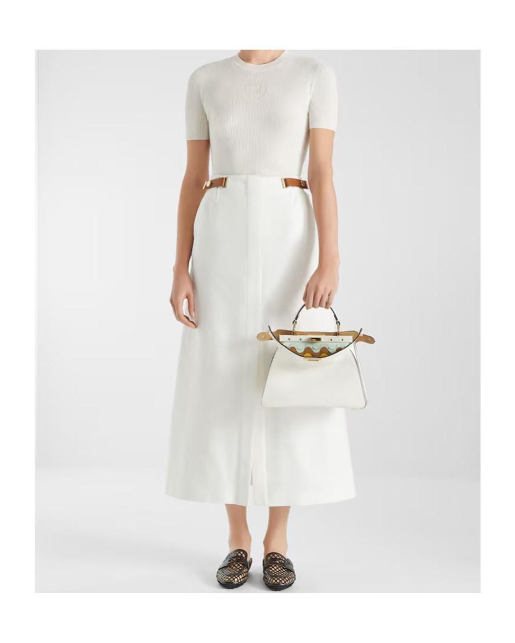 Fendi White Peekaboo Iseeu Small Tote Bag