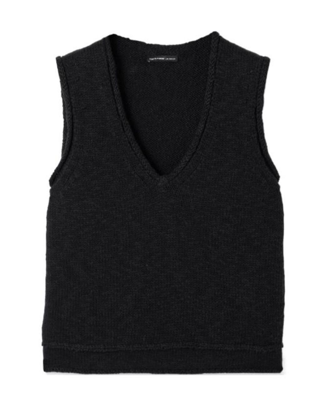 James Perse Black Ribbed Cotton And Linen-Blend Tank