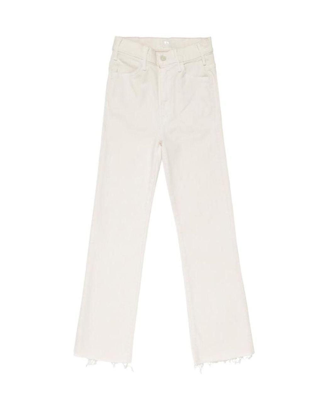 Mother White The Hustler Ankle Fray Bootcut Jeans