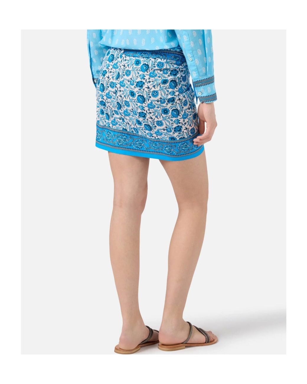 Mc2 Saint Barth Blue Angi Floral Wrap Mini Skirt