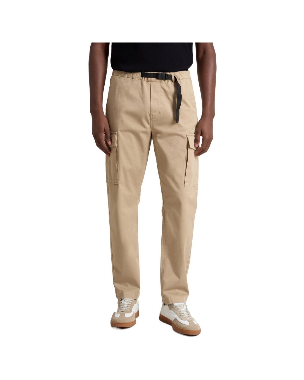 Woolrich Natural Belted Cargo Trousers for men