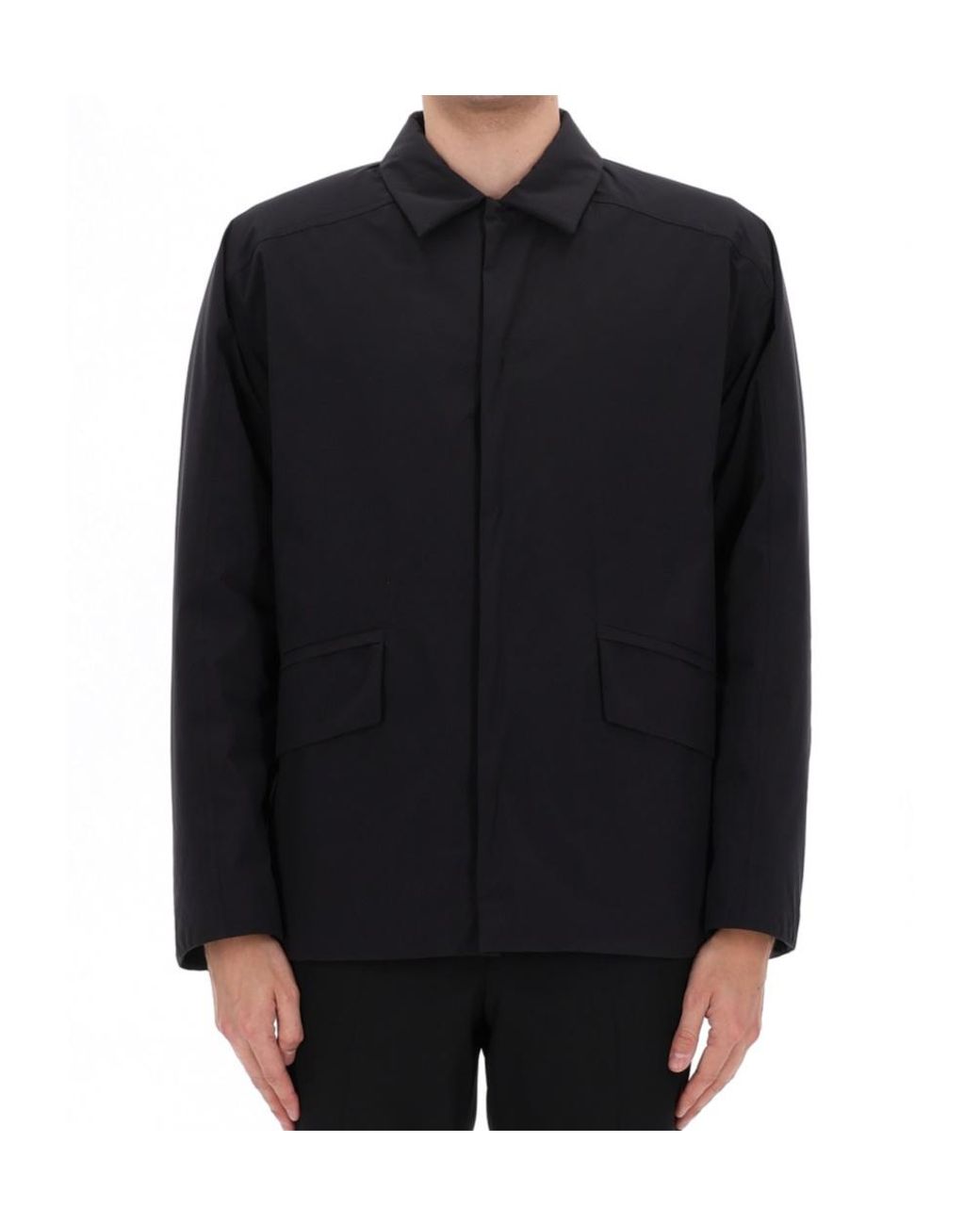 Herno Black Laminar Zip-Front Collared Jacket for men