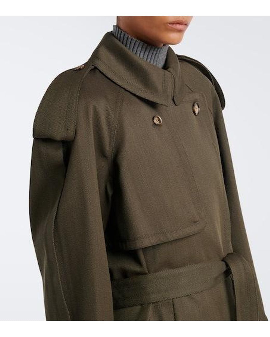 Victoria Beckham Gray Belted Waist Trench Coat