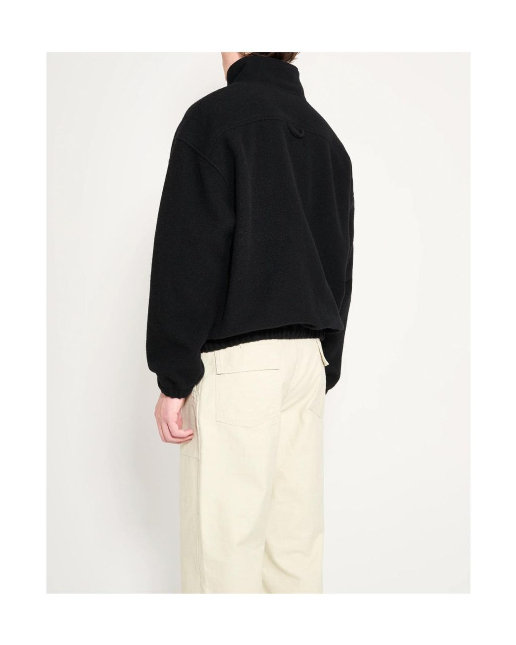 Rier Black Half-Zip Wool Sweatshirt for men