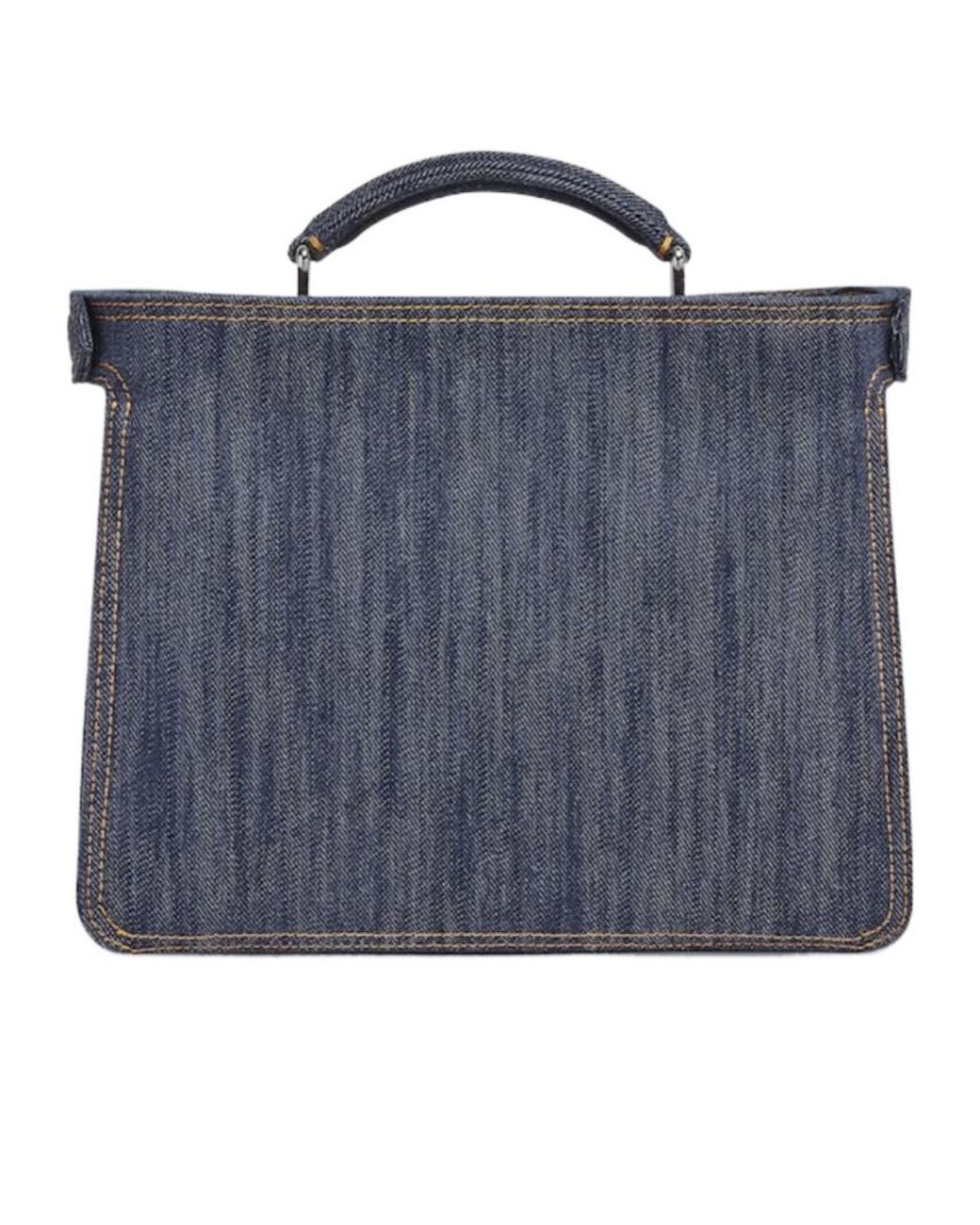 Fendi Blue Peekaboo Iseeu Mini Denim Tote Bag for men