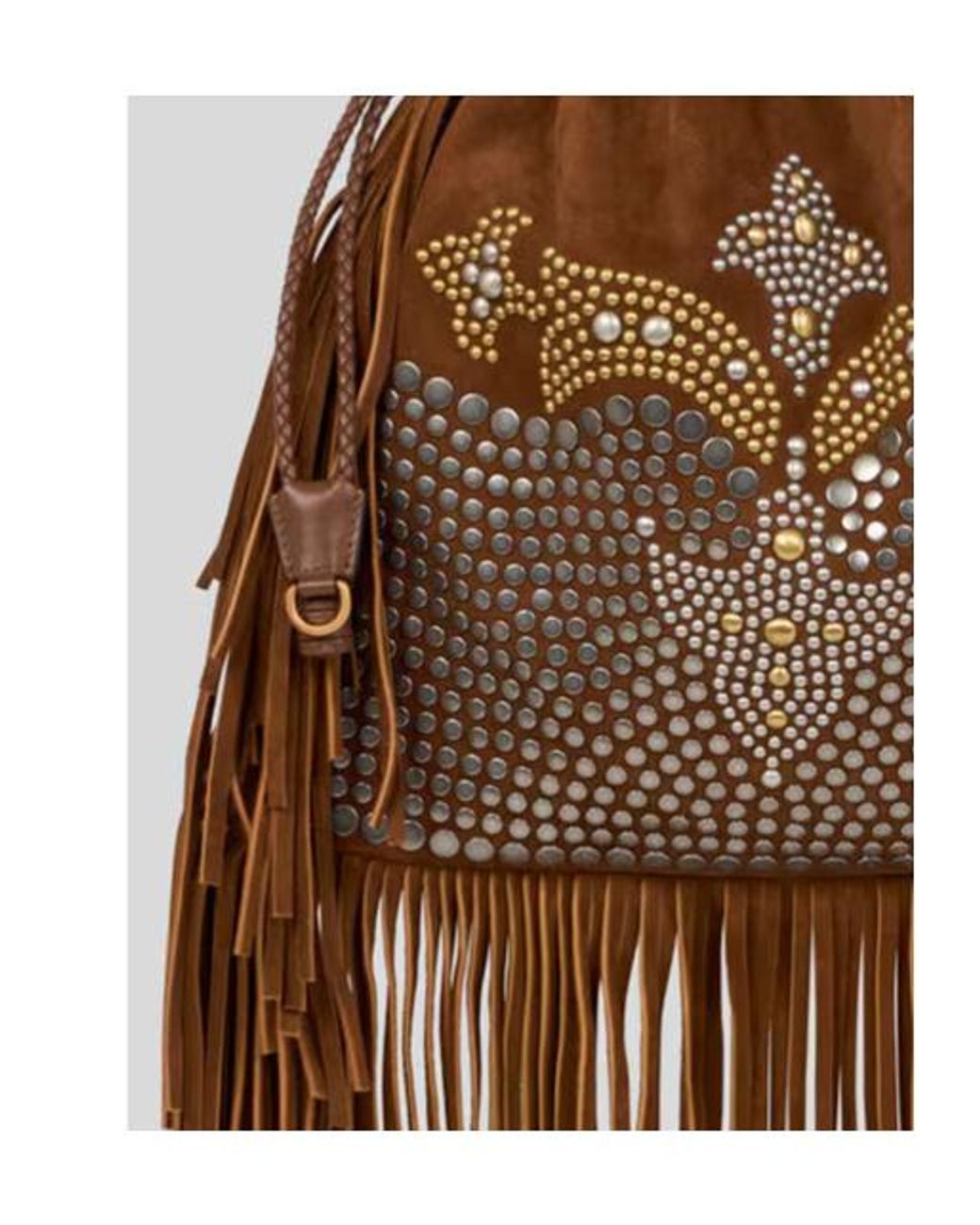 Etro Brown Studded Fringed Shoulder Bag