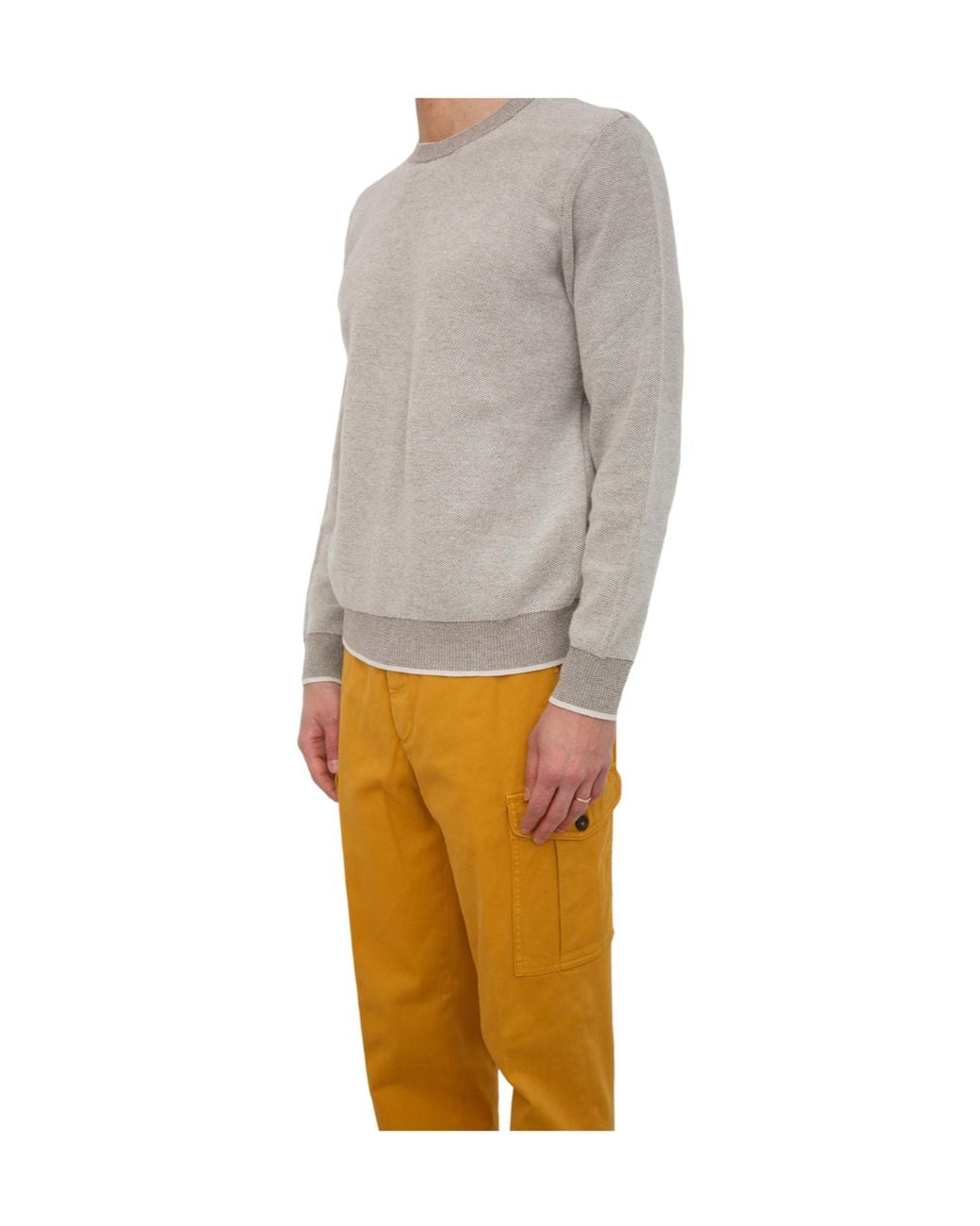 Peserico Natural Ribbed-Trim Sweater for men