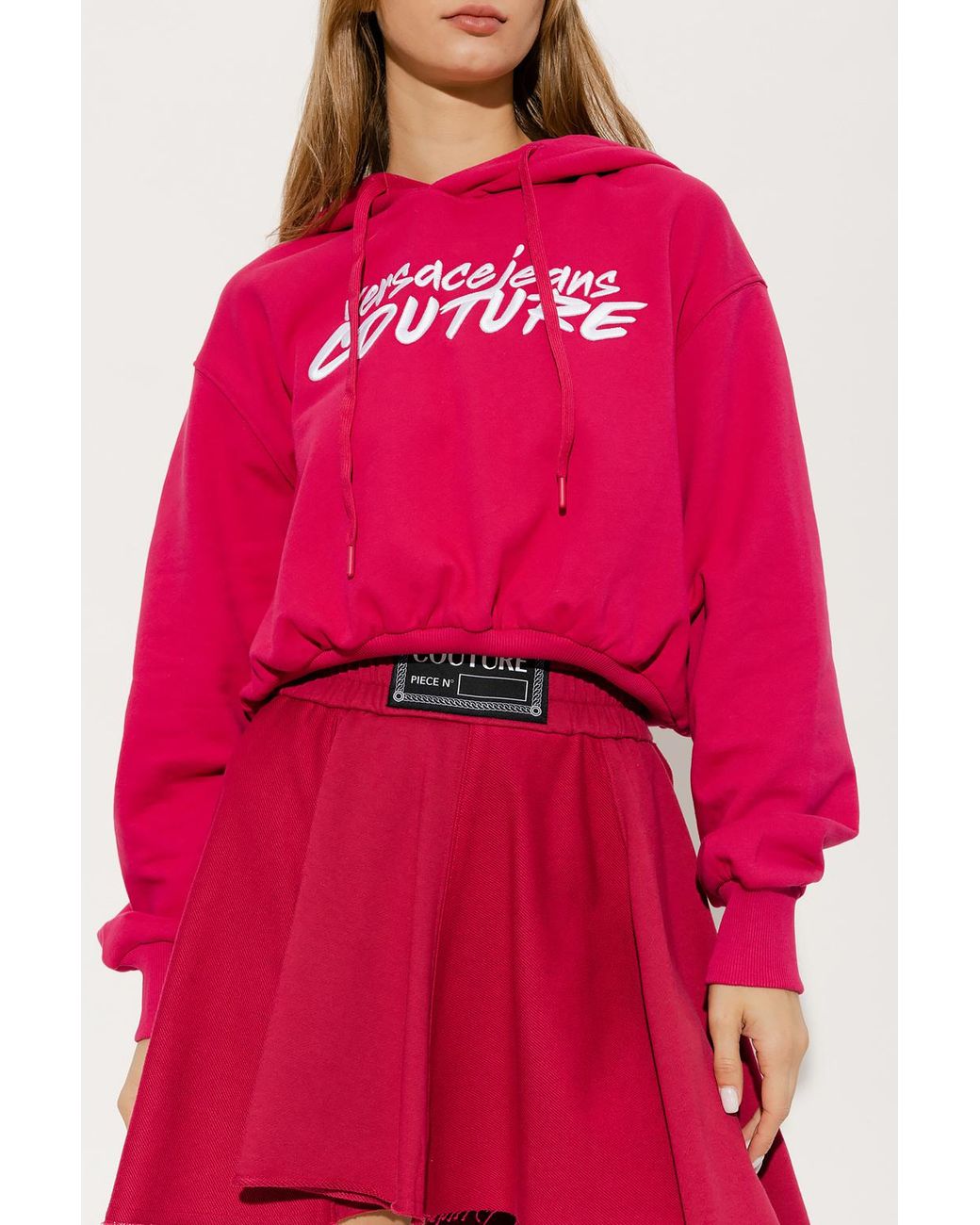 Versace Jeans Couture Logo Embroidered Drawstring Hoodie