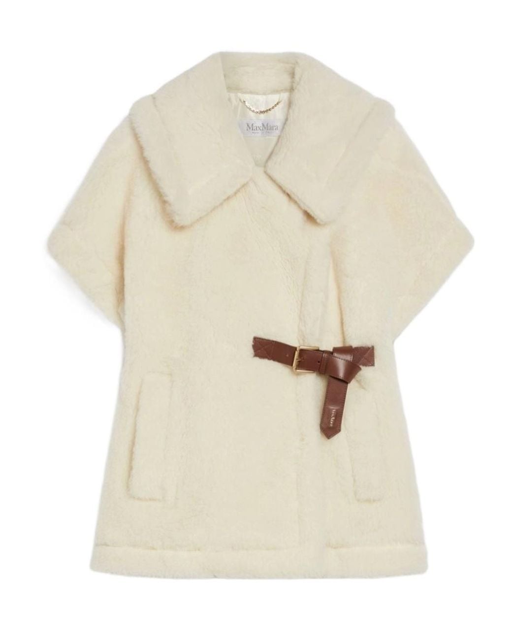 Max Mara White Alpaca And Wool Teddy Cape