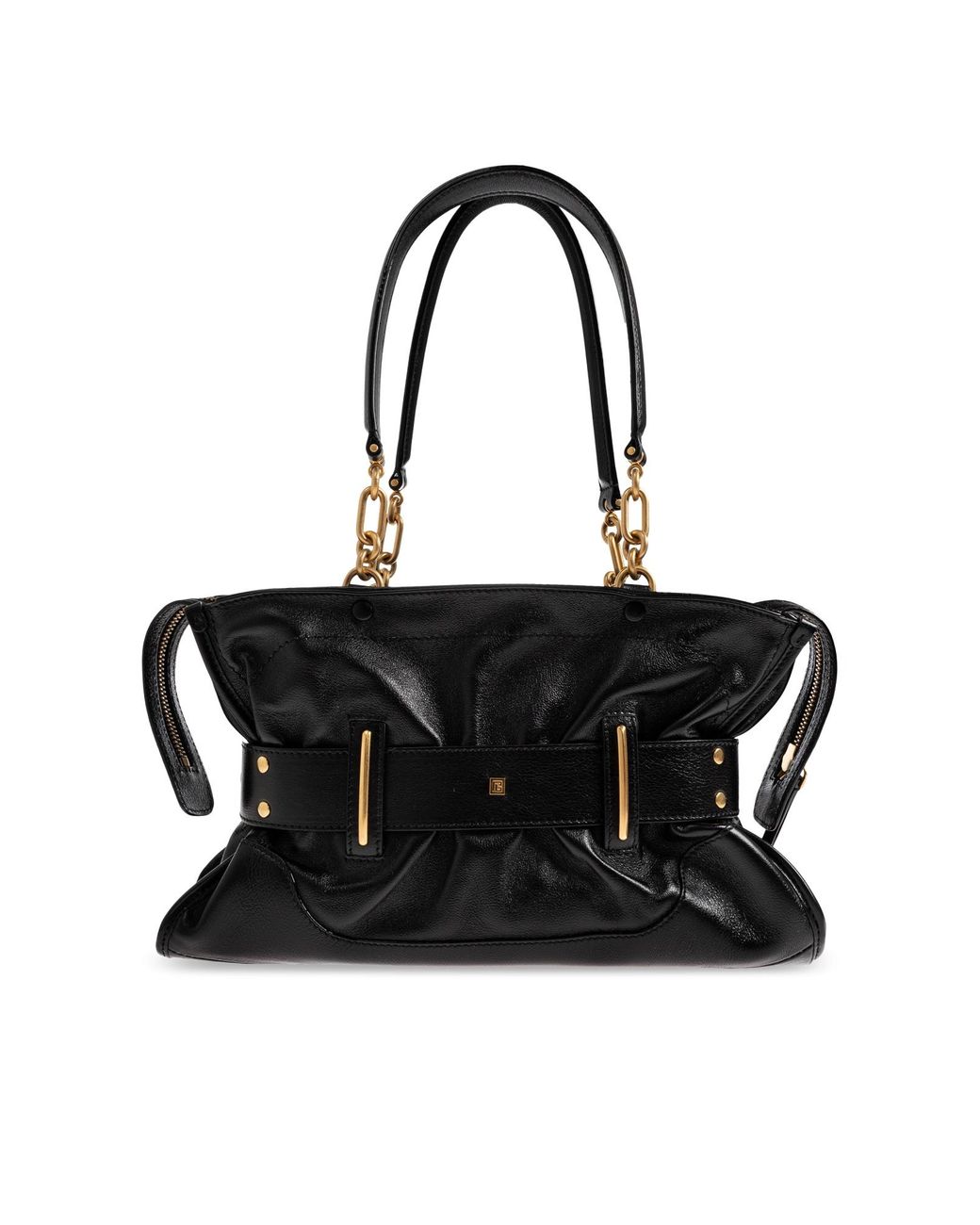 Balmain Black Anthem Buckled Shoulder Bag