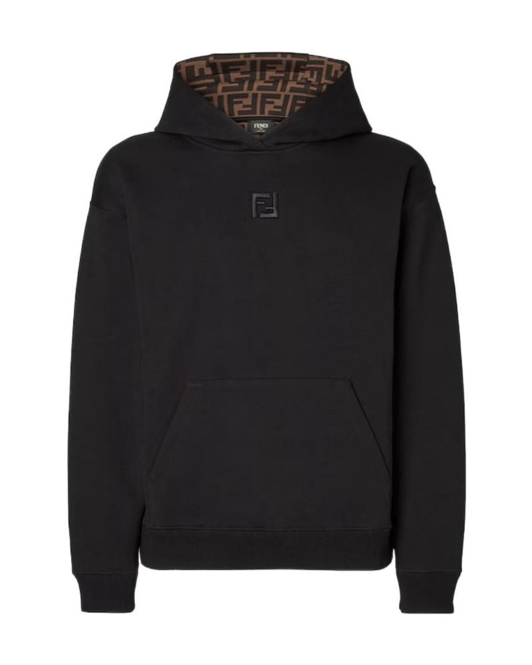Fendi Ff Embroidered Long-Sleeved Hoodie in Black for Men | Lyst