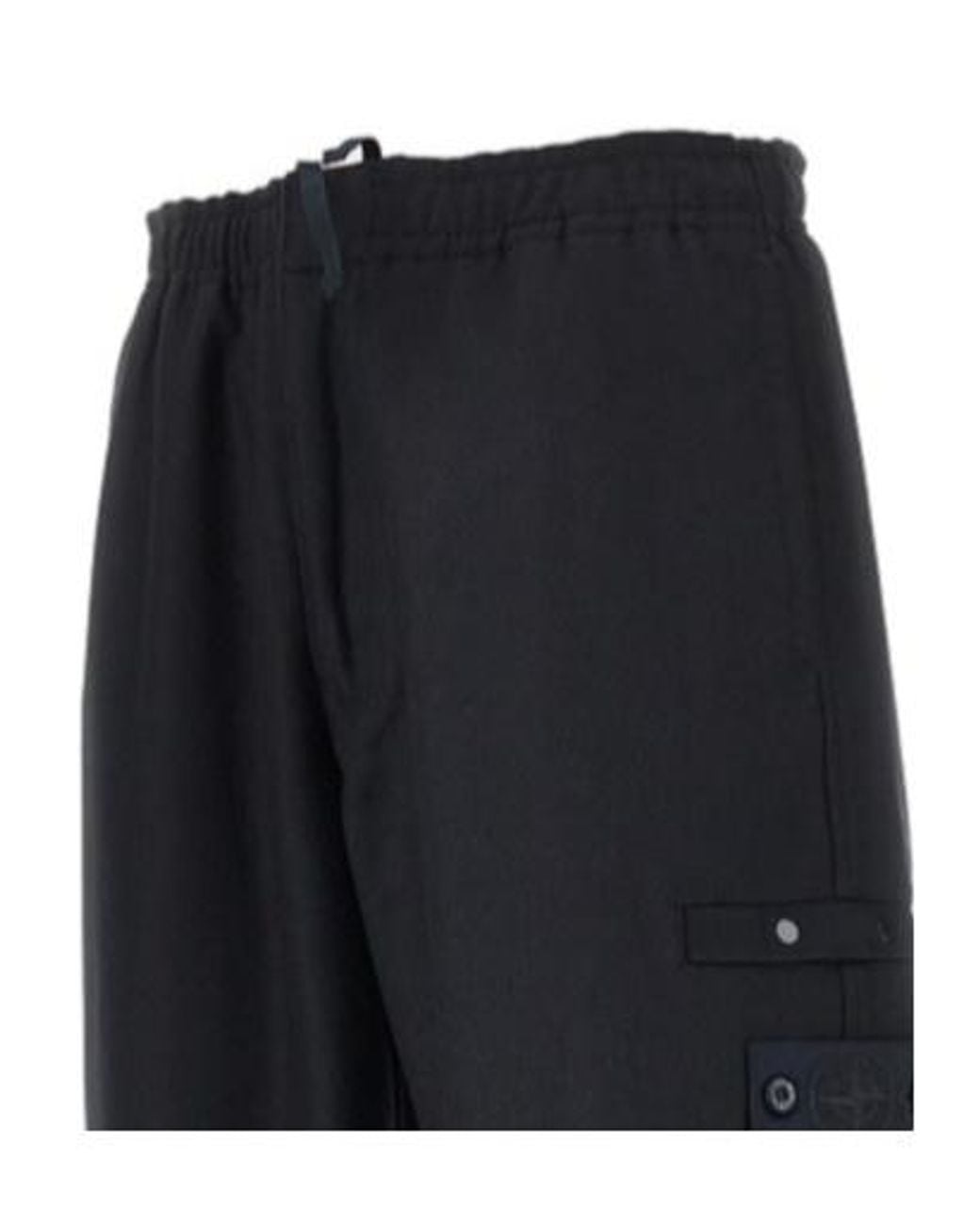 Stone Island Black Ghost Cuffed Trousers for men