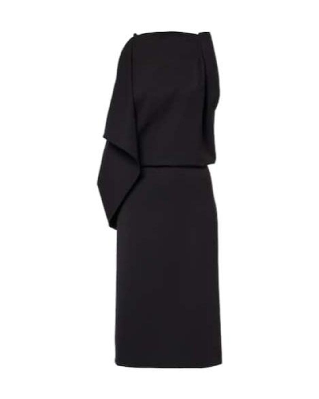 Proenza Schouler Black Elena Draped Wool-Blend Midi Dress