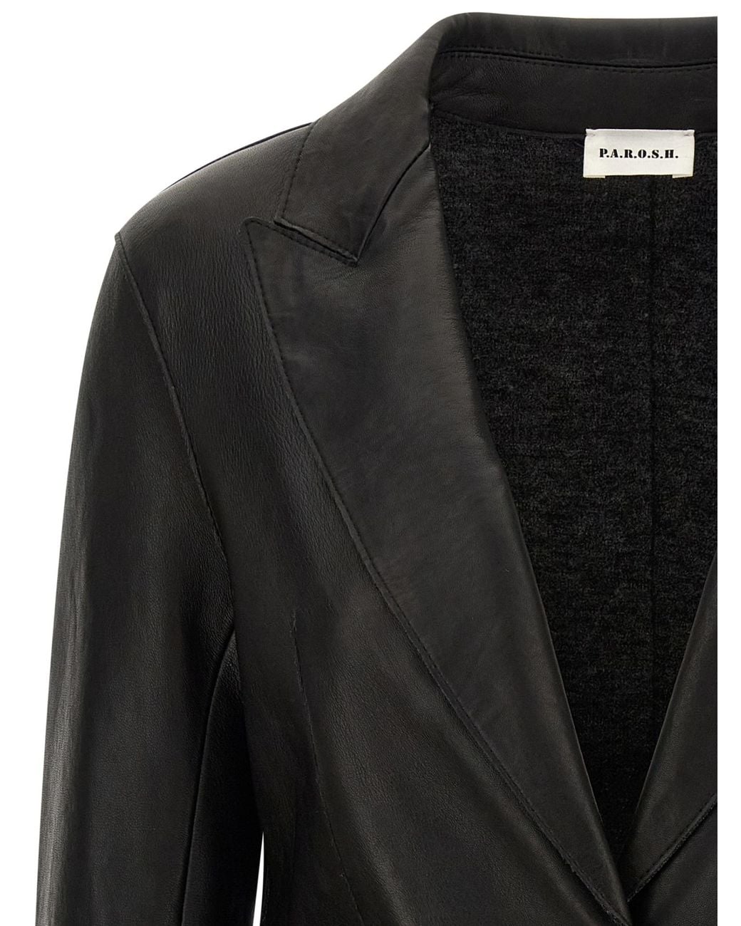 P.A.R.O.S.H. Black Long-Sleeve Leather Jacket
