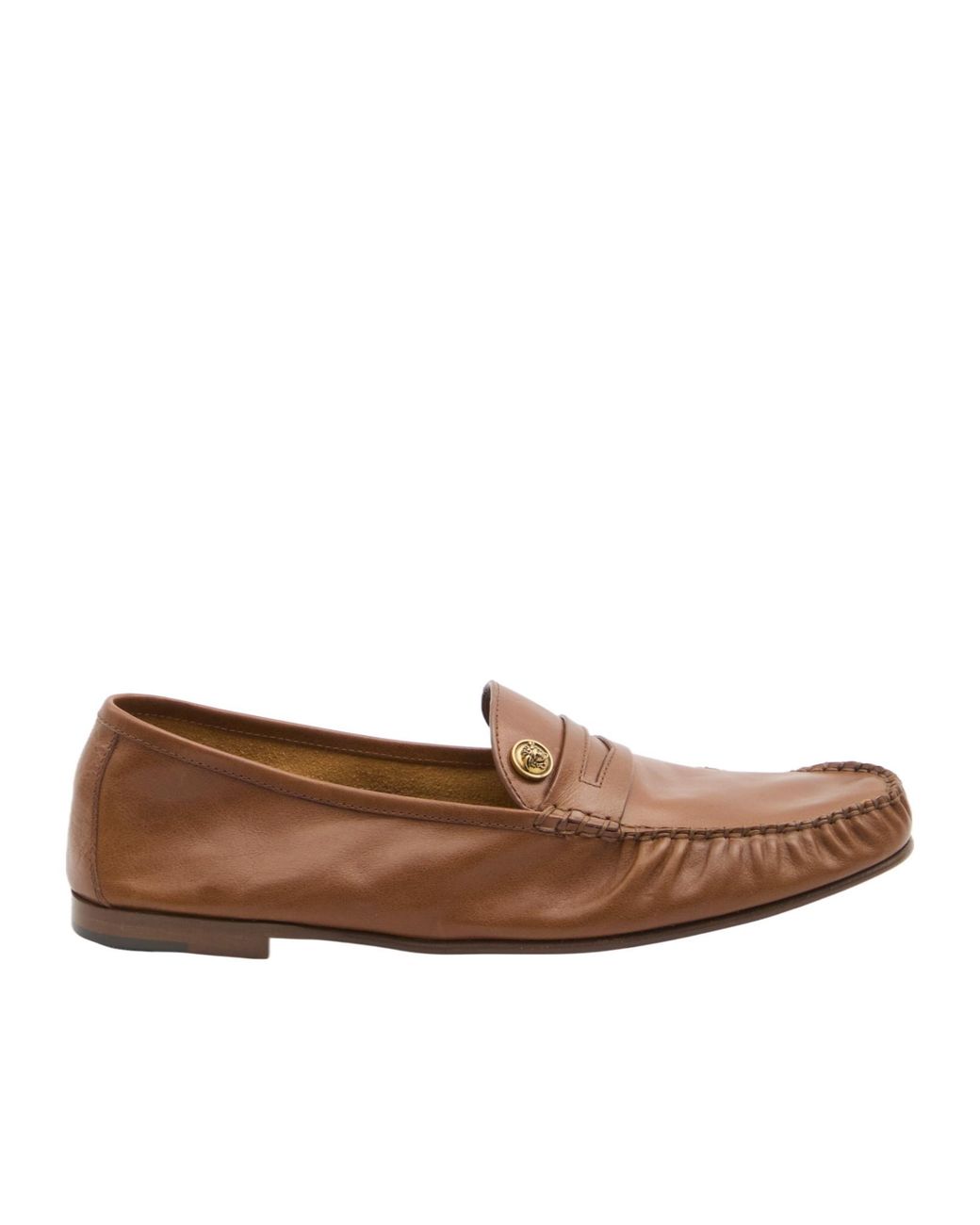 Versace Brown Medusa Ruched Loafers