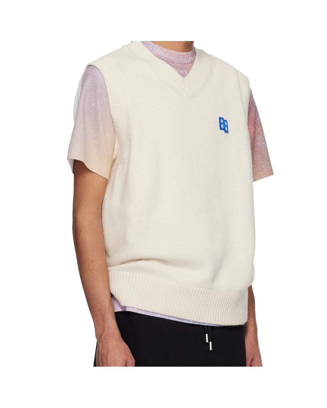 Adererror White V-Neck Knitted Vest for men