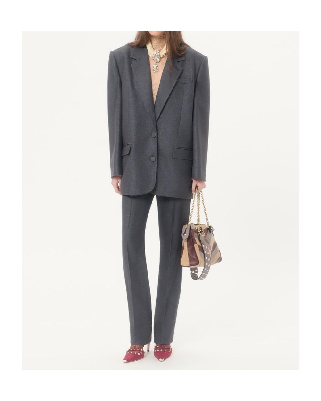 Valentino Gray Long-Sleeve Blazer
