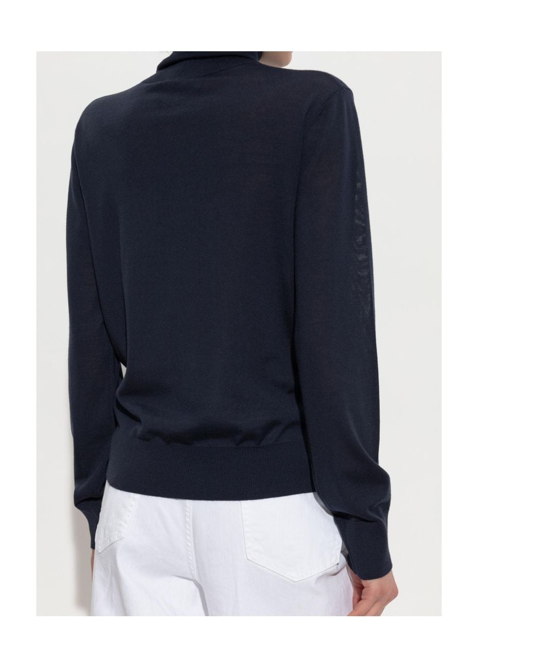 DSquared² Blue Logo Embroidered Turtleneck Knit Jumper